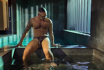 Neil Ashton Bulge and Butt In Leopard String in Brassic