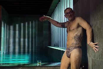 Neil Ashton Bulge and Butt In Leopard String in Brassic