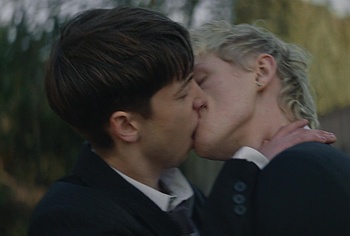 Stacy Clausen and Joe Bird Hot Gay Kiss in Leviticus