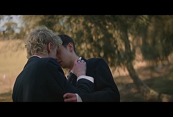 Stacy Clausen and Joe Bird Hot Gay Kiss in Leviticus