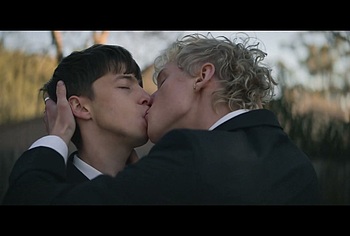 Stacy Clausen and Joe Bird Hot Gay Kiss in Leviticus