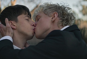 Stacy Clausen and Joe Bird Hot Gay Kiss in Leviticus