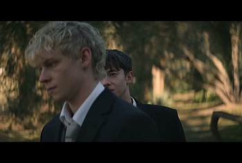 Stacy Clausen and Joe Bird Hot Gay Kiss in Leviticus