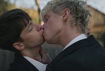 Stacy Clausen and Joe Bird Hot Gay Kiss in Leviticus