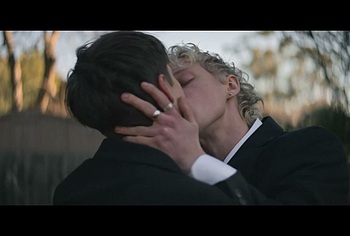 Stacy Clausen and Joe Bird Hot Gay Kiss in Leviticus