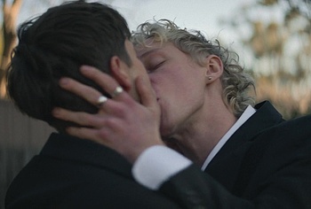 Stacy Clausen and Joe Bird Hot Gay Kiss in Leviticus