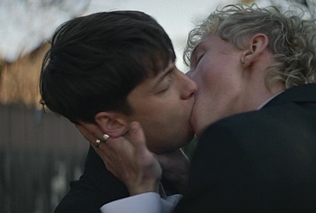 Stacy Clausen and Joe Bird Hot Gay Kiss in Leviticus