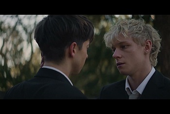 Stacy Clausen and Joe Bird Hot Gay Kiss in Leviticus