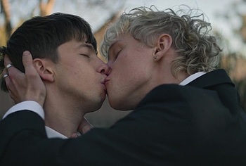 Stacy Clausen and Joe Bird Hot Gay Kiss in Leviticus