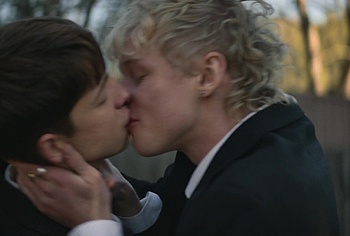 Stacy Clausen and Joe Bird Hot Gay Kiss in Leviticus