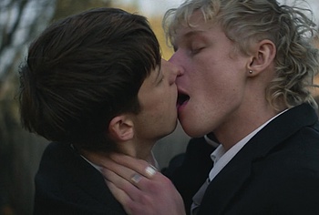 Stacy Clausen and Joe Bird Hot Gay Kiss in Leviticus
