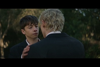 Stacy Clausen and Joe Bird Hot Gay Kiss in Leviticus