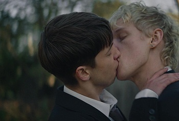 Stacy Clausen and Joe Bird Hot Gay Kiss in Leviticus